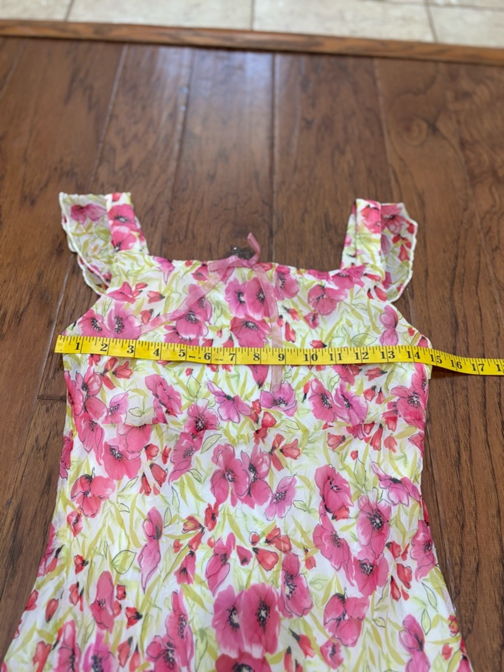 Vintage Y2K Pink Floral Mini Dress Flutter Strap Coquette XXS XS - Picture 11 of 14